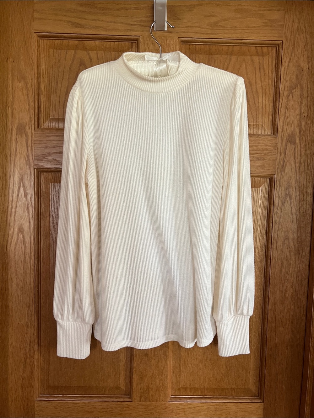 Maurices Cream Ribbed Cowl Mock Neck Sweater
